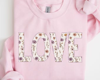 Love Valentine FAUX! Sweatshirt, Valentine Gifts Sweatshirt, Couple Gift, Romantic Couple Sweatshirt, Gift For Her