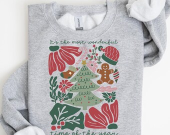 Its The Most Wonderful Time Christmas Tree Sweatshirt, Preppy Christmas Sweatshirt, Cozy Christmas Shirt, Family Christmas , Christmas Gift