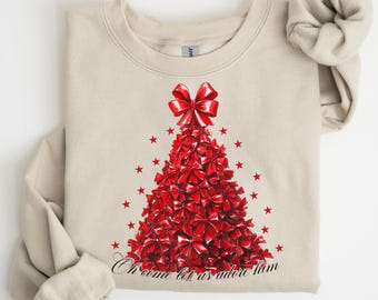 Coquette Christmas Sweatshirt: Merry Christmas Tee, Christmas Tree Tee, Xmas T-shirt, Xmas Sweatshirt