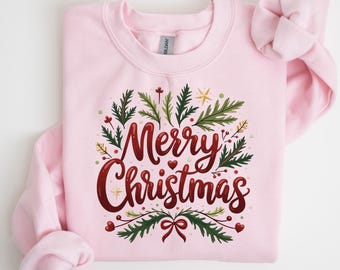 Merry Christmas Sweatshirt: Merry Christmas Tee,  Coquette Christmas Tee, Xmas T-shirt, Xmas Sweatshirt