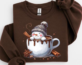 Christmas Snowman Sweatshirt: Tree & Bow Graphic Tee, Cute Snowman, Christmas Gift