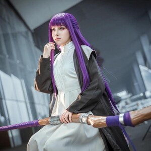 Cosplay da Fern, conjunto completo da Fern, vestido de maga, roupa de garota anime, manto preto, fantasia para RPG