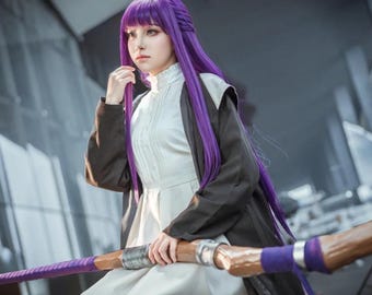 Fern cosplay, Fern full set, mage dress, anime girl outfit, black robe, roleplay costume