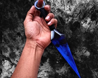 Blue Epoxy Resin Kunai: Handmade Ninja Cosplay Prop