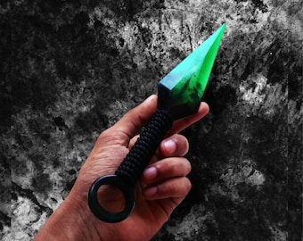 Green Epoxy Resin Kunai: Handmade Ninja Throwing Knife Cosplay Prop