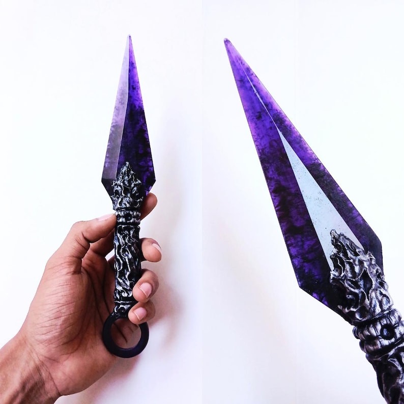 Handmade Violet Resin Kunai - Shard Of The Tenebris : Ninja Knife Cosplay Prop image 1