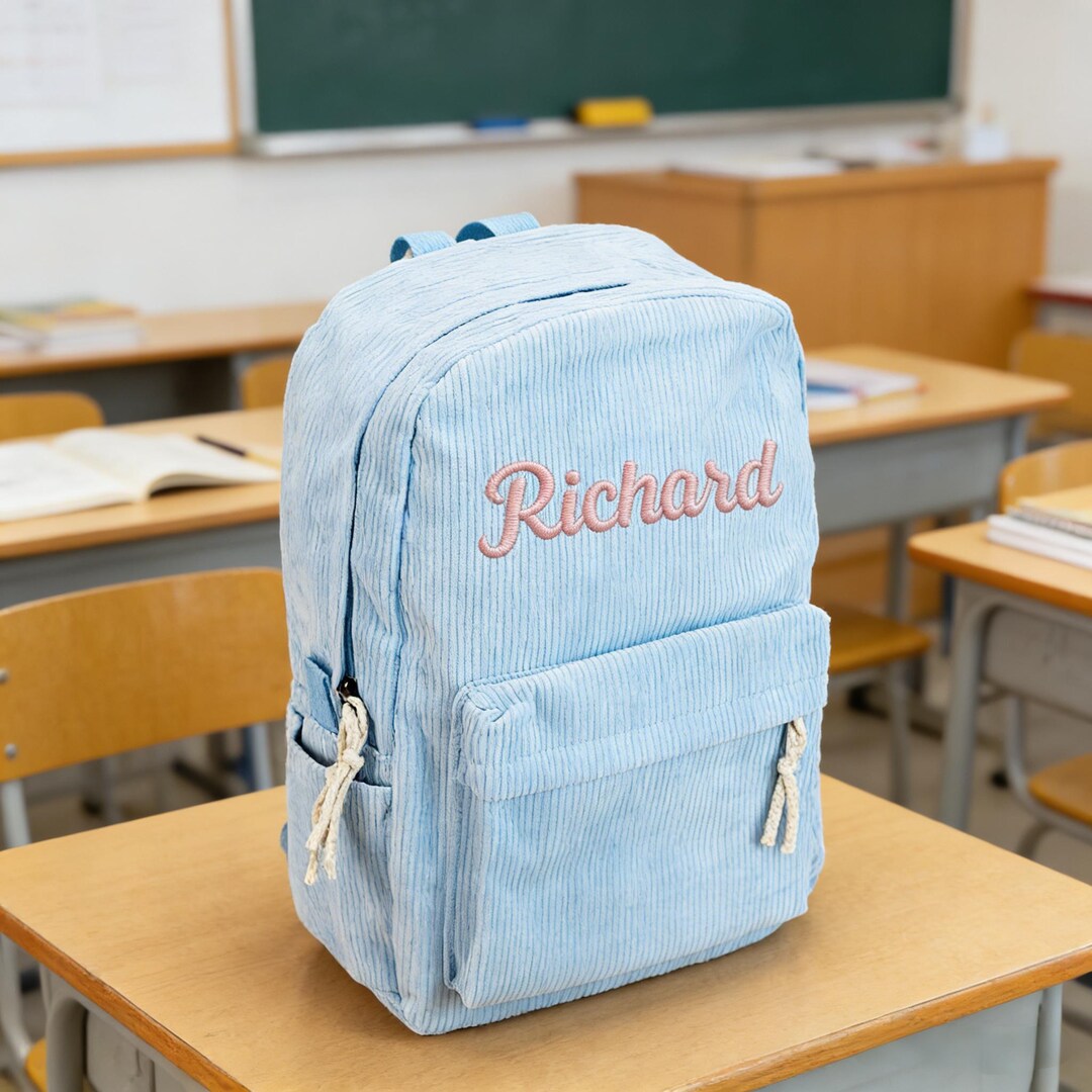 Personalized Embroidered Corduroy Kids Backpack, Custom Name School Bag ...
