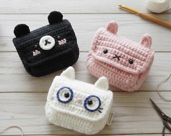 Crochet Mini Pouch Pattern | Animal Coin Purse Pattern | Bear Cat Bunny Crochet Pattern | Cute Keychain Bag Pattern | Beginner Friendly