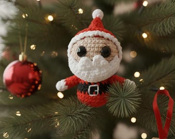 Amigurumi Santa Ornament Crochet Pattern – Easy Christmas Tree Decoration PDF Pattern – Cute Santa Amigurumi Pattern for Holidays