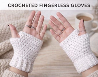 Mitaines au crochet | Modèle de chauffe-poignets | Chauffe-mains d'hiver à faire soi-même | Gants au crochet faciles | Téléchargement instantané