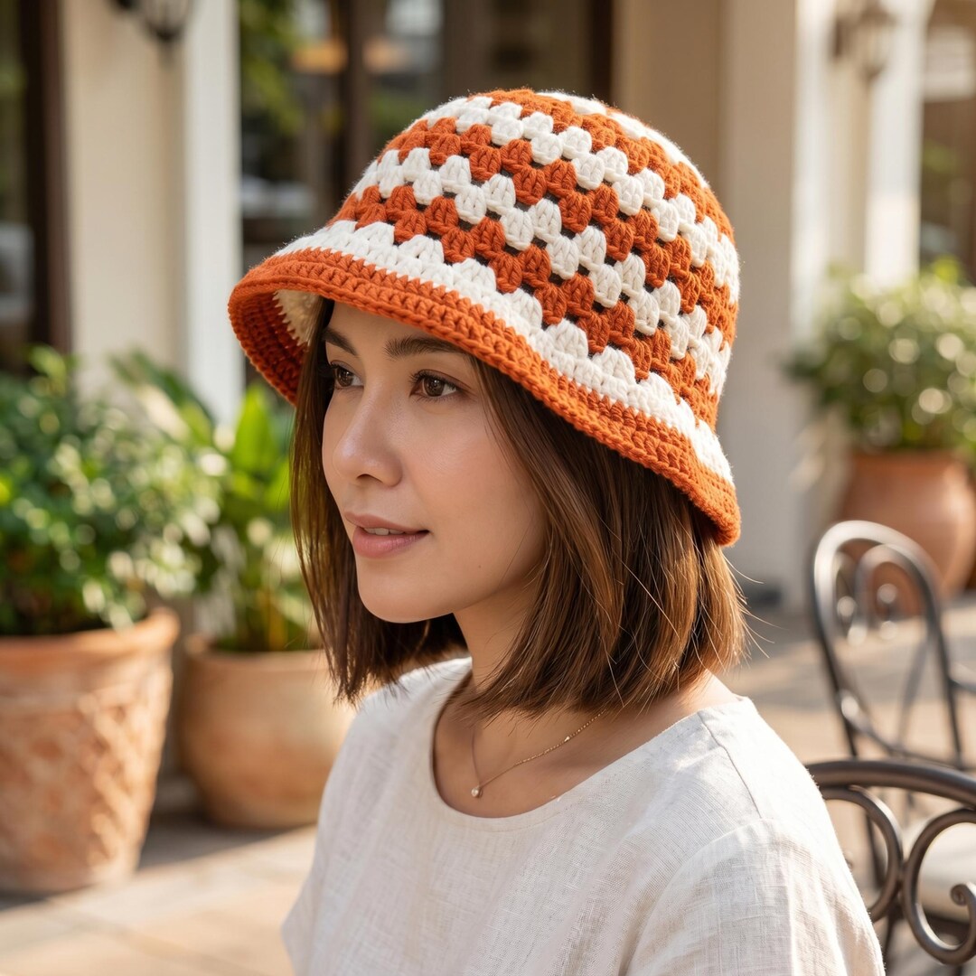 Crochet Bucket Hat Pattern | Granny Square Hat PDF | Boho Sun Hat ...