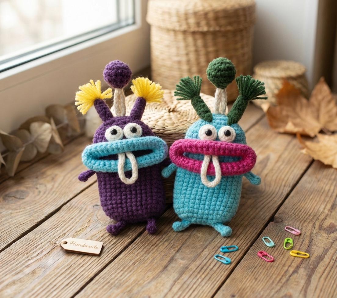 Monster Key Cover Crochet Pattern | Big Mouth Monster Keychain PDF