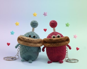 Patrón de crochet para funda de llave de monstruo (PDF) / Lindo llavero amigurumi / Idea de regalo de bolsita de monstruo para principiantes / Descarga instantánea