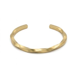 Twist Open Cuff Bracelet: Asymmetric Brass and Silver (3 Finishes)