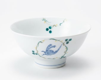 Japanese Rice Bowl, Rabbit Forest Porcelain Chawan, Large, Made in Japan