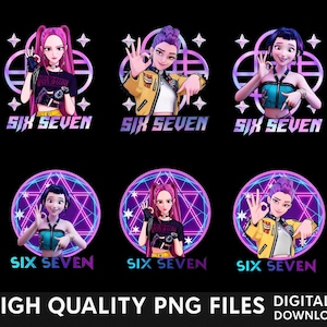 Six Seven 6 7 Meme Kpop Girls Band Png, Funny 67 Trend Social Media Png