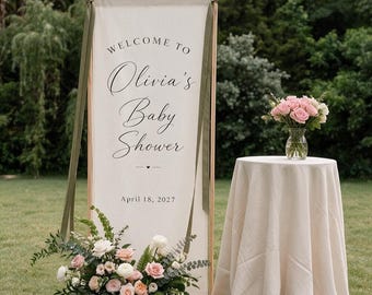 Custom Fabric Welcome Sign | Personalized Linen Banner | Baby Shower Entrance Decor | Wedding Bridal Shower Sign | Birthday Party Banner