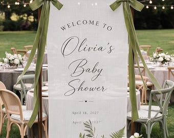Custom Fabric Welcome Sign | Personalized Linen Banner | Baby Shower Entrance Decor | Wedding Bridal Shower Sign | Birthday Party Banner