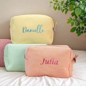 Benutzerdefinierte Monogramm Make-up-Tasche, personalisierte Reisetasche, bestickter Beutel für Brautjungfer, Make-up-Tasche mit individuellem Namen, Geburtstagsgeschenk für Sie