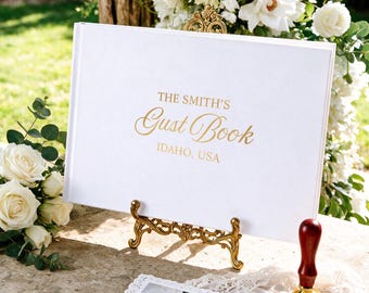 Personalized Linen Wedding Guest Book: Custom Signing Reception Guestbook, Engagement Scrapbook,Wedding Keepsake & Anniversary Memory Book