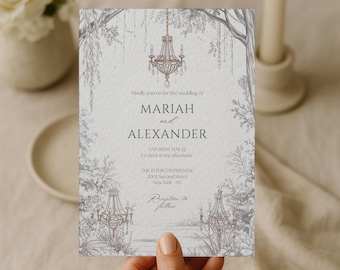 Romantic Garden Wedding Invitation Template - Printable