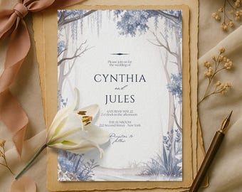 Botanical Wedding Invitation Template - Printable