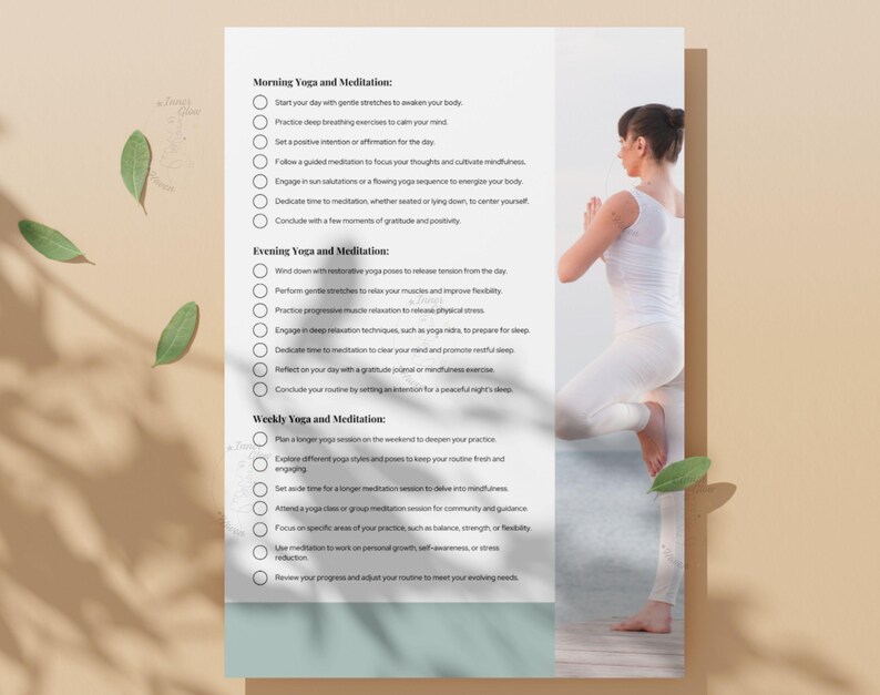 Yoga & Meditation Checklist Printable, Daily Weekly Monthly Routine Tracker, Wellness Planner ...
