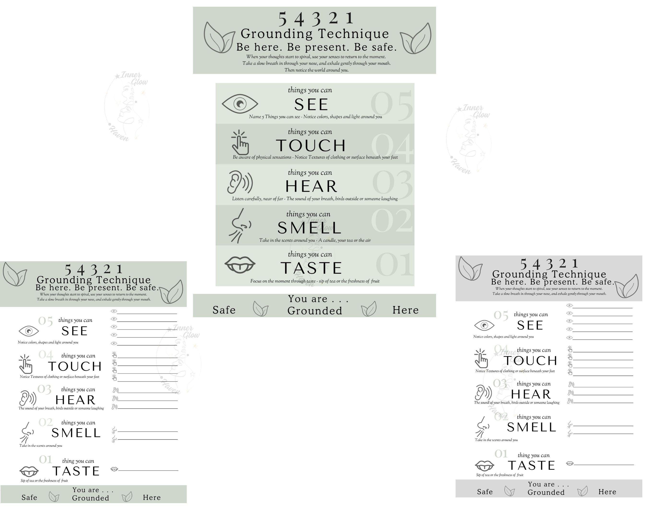 5-4-3-2-1 Grounding Technique Poster and Worksheet, Mindfulness Wall ...