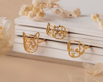 Custom  Ring: Metal Pet Portrait, Adjustable Band-Wearable Pet Jewelry-Remembering-Memorial Keepsake-Doggo Gift-Rainbow Bridge-Themed Party