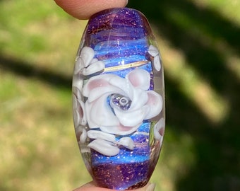 floral lampwork lampwork pendant bead glass flower bead sra lampwork lampwork purple bead lampwork headpin lampwork Lampwork Focal