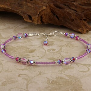 Elegant Heart Purple Anklet, Purple Anklet, Silver-plated Anklet, Custom Anklets | SWCreations