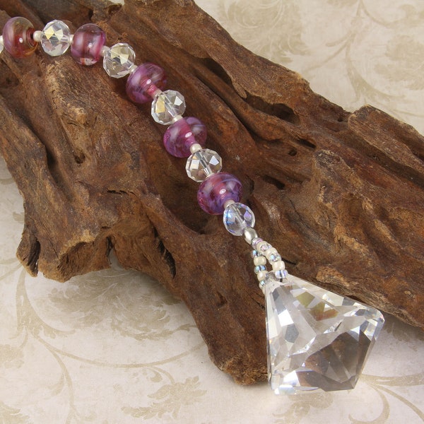 Custom Fan Pull Created with Lampwork Beads & Large Crystal Prism, Gifts for Women, Gifts for Home, Gifts for Women