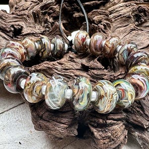 19 Brown Color Pop Graduated Lampwork Beads Set SRA