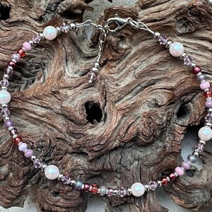 MTO Mauve Pink Pearl Stainless Beaded Anklet, Pink Anklet, Custom ...