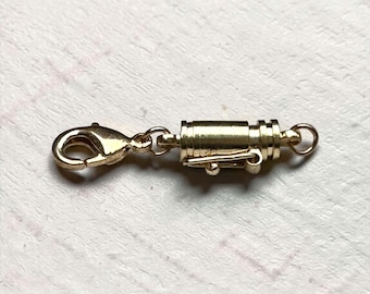 Gold Magnetic Jewelry Clasp Extender, Bracelet Necklace Anklet Converter, 1.25 Inch Barrel with Safety Catch