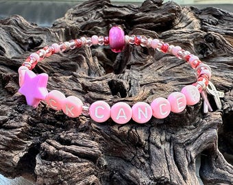 7" F#K Cancer Awareness Lampwork Bracelet (Kyndra's Version)