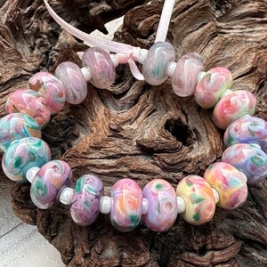 18 Spring Blossoms Pink Lampwork Beads Set SRA, Pastel Lampwork Beads, SWCreations, Stephanie White