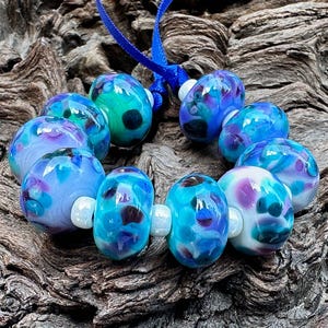 10 Ocean Dream Blue Lampwork Beads Set SRA