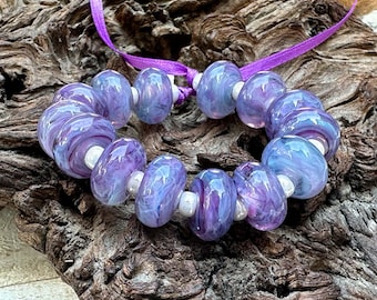 MTO Wisteria Blue Purple Lampwork Beads, Made to Order, Purple Lampwork Bead, SWCreations
