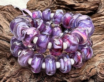 MTO Royal Purple Lampwork Beads Set SRA Made to Order, Purple Lampwork Bead, SWCreations