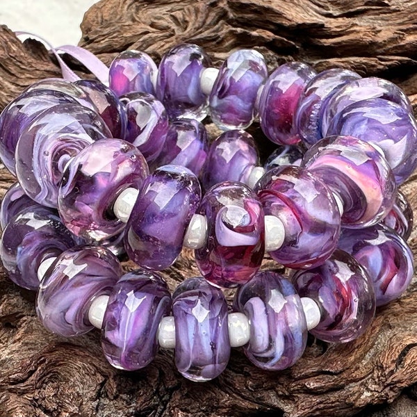 MTO Royal Purple Lampwork Beads Set SRA Made to Order, Purple Lampwork Bead, SWCreations