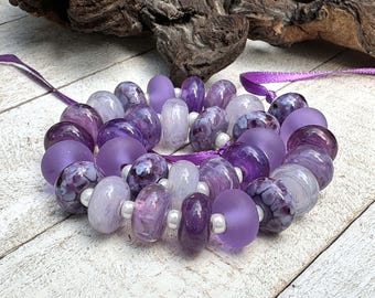 31 Amethyst Aura Purple Lampwork Beads Mix SRA, Purple Lampwork Beads, SWCreations, Stephanie White