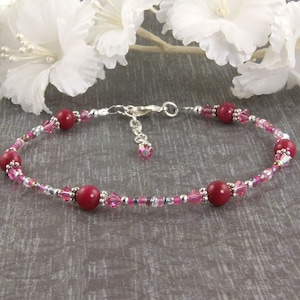 Bracelet plaqué argent fait main avec cristal de jade rose