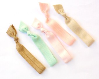 Shabby Chic - 5 Comfort Elastic Hair Ties / Bands / Bracelets