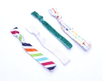 LA DEE DA - 4 Comfort Elastic Hair Ties / Bands / Bracelets / Sparkle / Glitter / Colorful / Yoga / Emi Jay Inspired