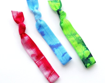 TIE DYE - 3  Comfort Elastic Hair Ties / Bands / Bracelets