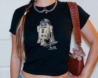 Disney R2D2  Baby Tee Crop Top, Galaxy's Edge Family Vacation 2026, May The Force be With You Disney Girl Trip Croptop.