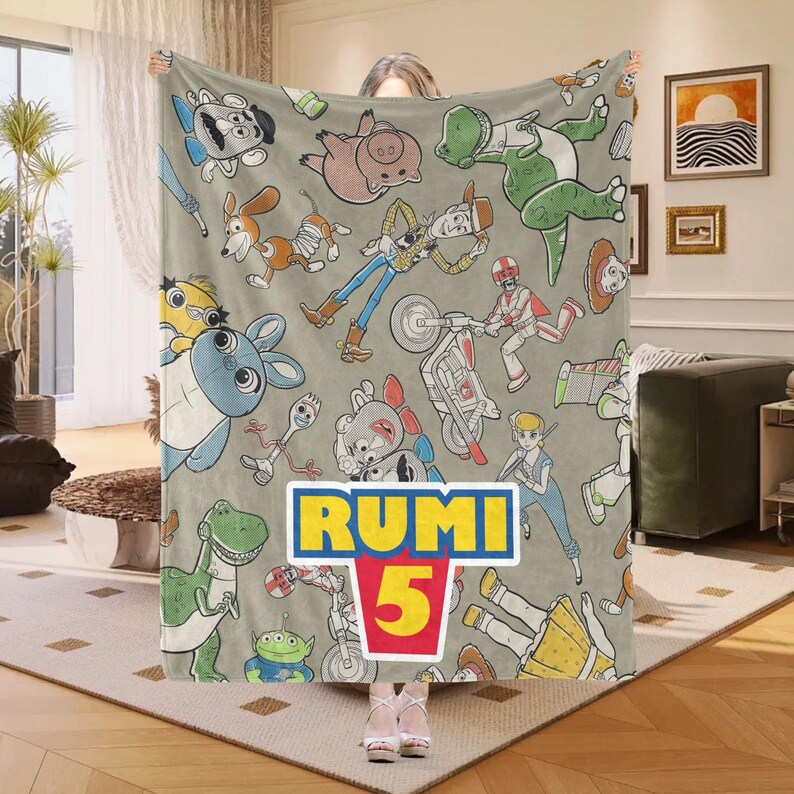 Personalized Toy Story Fleece Blanket, Custom Name Baby Throw image 4