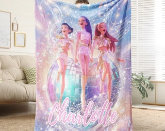 Regalo de cumpleaños para niños, manta personalizada con el nombre Amelia, manta polar personalizada de Kpop Demon Hunter.