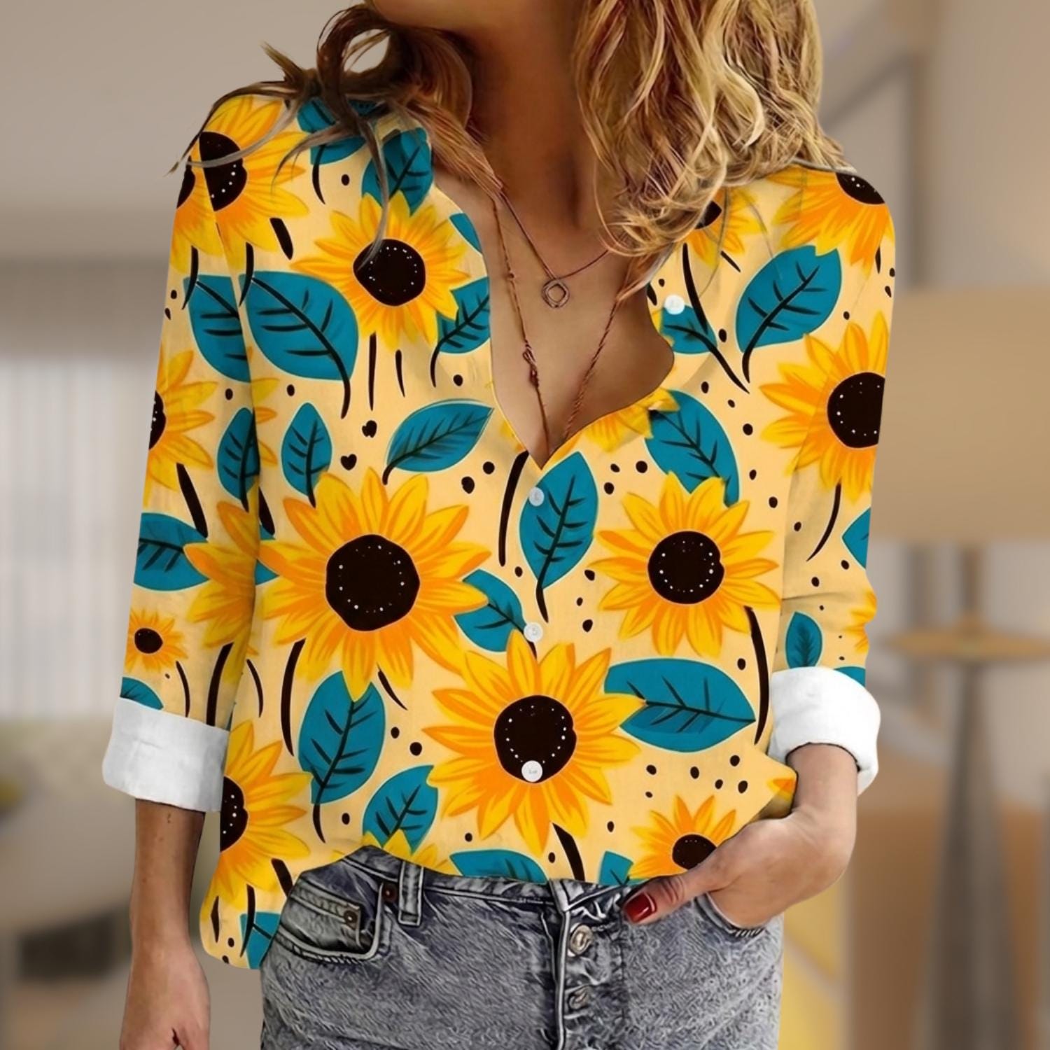 トップス house on the hill L/S Tee Yellow Flower ellarosemcfadin wears the Azalea Maxi Nap Dress® in Butter Yellow 💛